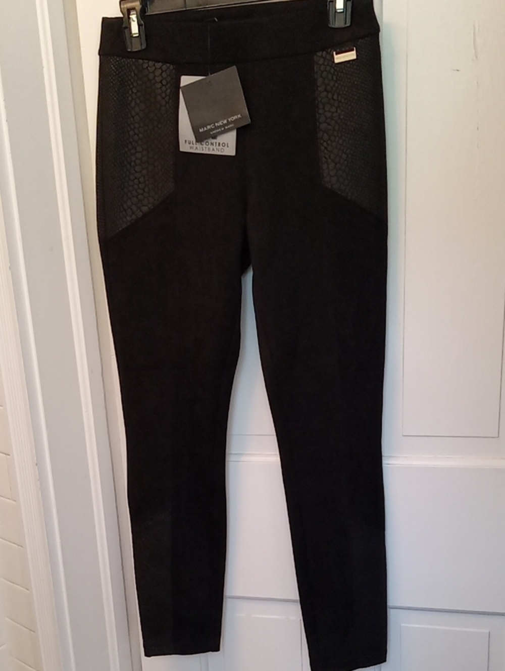 Marc New York Faux Suede Black Leggings with Snakeskin Panels NWT XS